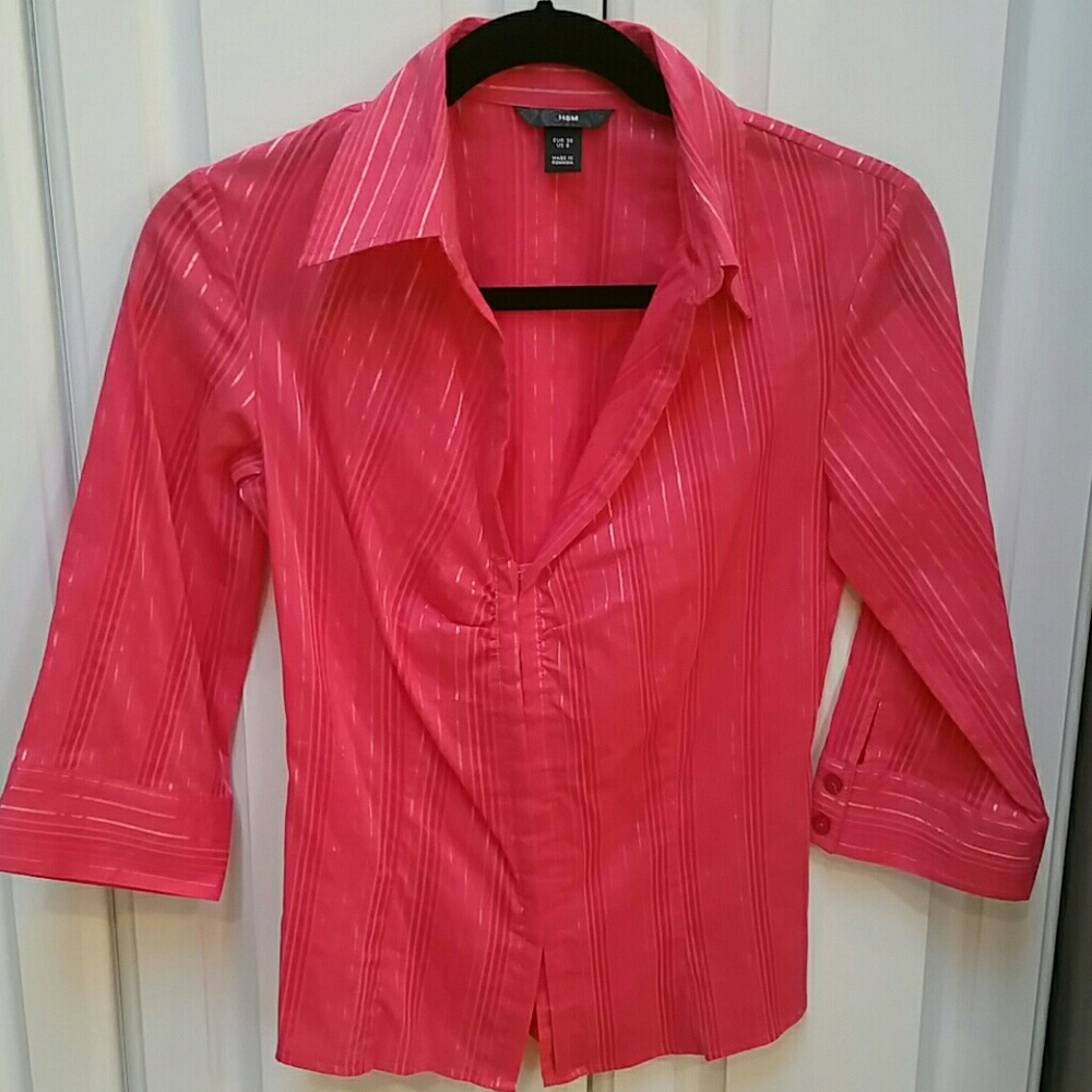H&M Juniors Pink Stripped Top Size 6 B004